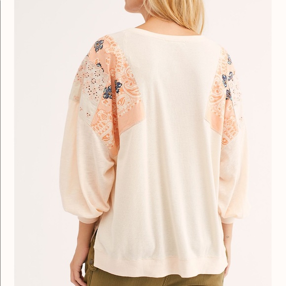 Free People Feelin' It Patch Alabaster Combo Shirt - Picture 6 of 14